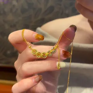 Chinese Style Five Emperor Coins Tassel Necklace Women Vintage Gold Lucky Wealth Pendant Oriental Traditional Design Shimmer Texture Clavicle Chain Trendy Lucky Jewelry Daily Streetwear Party Dating Versatile Adjustable Gift