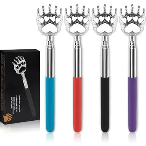 4-Pack Extendable Back Scratchers - Metal Claws with Telescopic Rubber Handles - Stocking Stuffers for Men, Women, Kids