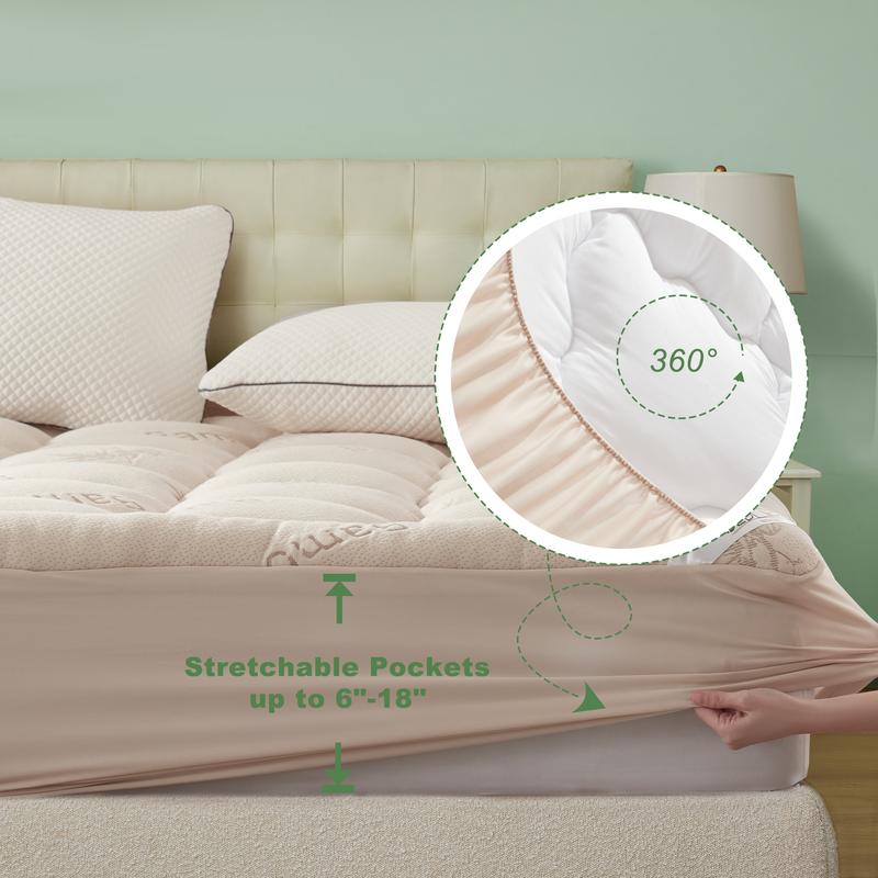 [Valentine’s Day]【BEDLORE】Thick Fitted Sheet Mattress Pad, Fluffy Pillow Top Comfort Layer, Cooling & Soft Mattress Cover with Deep Pockets (Fits 6–18 Inch Mattresses), Ideal for Bedroom & Home Use