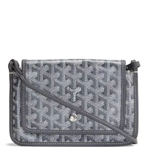 Pre-owned Goyard Goyardine Canvas with Leather Trim Crossbody Bags Goyardine Plumet Grey
