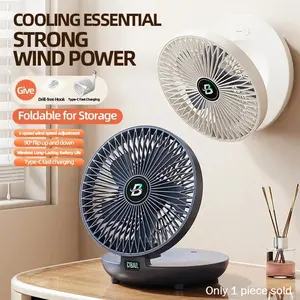 Portable Rechargeable Desk & Wall Fan, 3 Adjustable Speeds, Strong Airflow, Ideal for Home, Office, Stroller & Camping, Compact & Versatile