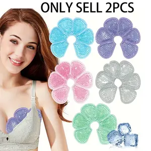 2pcs Flower Shaped Gel Chest Pad, Reusable Hot & Cold Compress, Double Sided Cooling Gel Design, Soft And Flexible, Leakproof Structure, Comfortable For Daily Body Care, Ideal Relaxation Tool For Women, Bra Pads, Perfect Gift Choice
