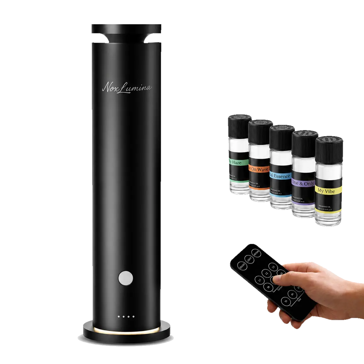 Waterless Diffuser Gift Set, Scent Diffuser Discovery Kit Covers up to 1500 sq ft, Cold-Air Aromatherapy Diffuser for Home, Birthday & Holiday Gift, Plug-in Not Rechargeable, Remote Control, Timer, Night Light & 5 Essential Oils Included