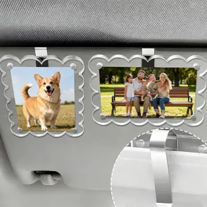 2-Pack Magnetic Car Sun Visor Photo Clips, Clear Acrylic Display Frames Perfect for Polaroid Go and Instax Mini, Auto Accessories &Couple/Pet Photos -Universal Fit Family Road Trip Memories