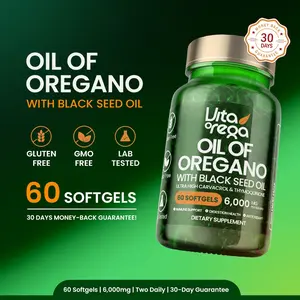 VitaOrega Oil of Oregano with Black Seed Oil - Ultra High Carvacrol & Thymoquinone - 6000Mg - 60 softgels