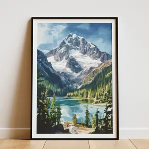 North Cascades National Park Poster Print Washington State Travel Art Pacific Northwest Wall Decor PNW Landscape Art Print Mountain Lake