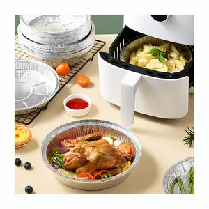 20 Pcs 8-Inch Disposable Round Foil Trays! Eco-Friendly Recyclable Foil, Microwave Safe & Air Fryer Compatible—Perfect for Baking, Stackable for Easy Storage #BakingEssentials #KitchenHacks #FoodPackaging