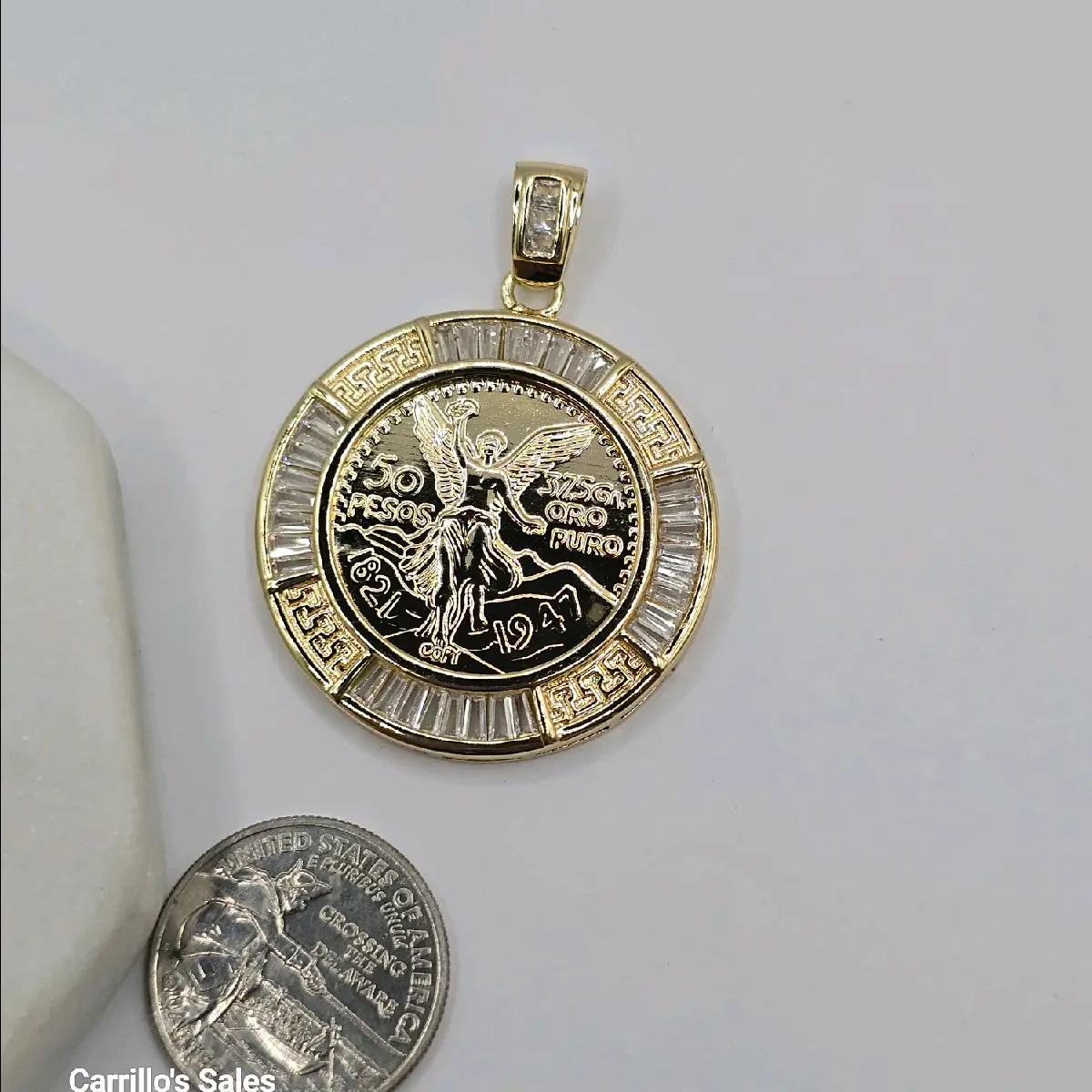 CENTENARIO small version gold-plated PENDANT ONLY gold-plated with stones