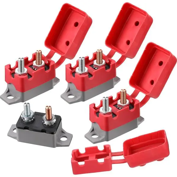 BBTO 4 Pcs DC 12V-24V Automatic Reset Circuit Breaker with Cover, 40 Amp