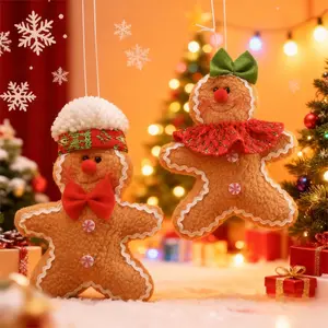 Christmas Gingerbread Man Ornament, Festive Christmas Tree Decoration, Fabric Five-Star Gingerbread Figure, Holiday Decorations