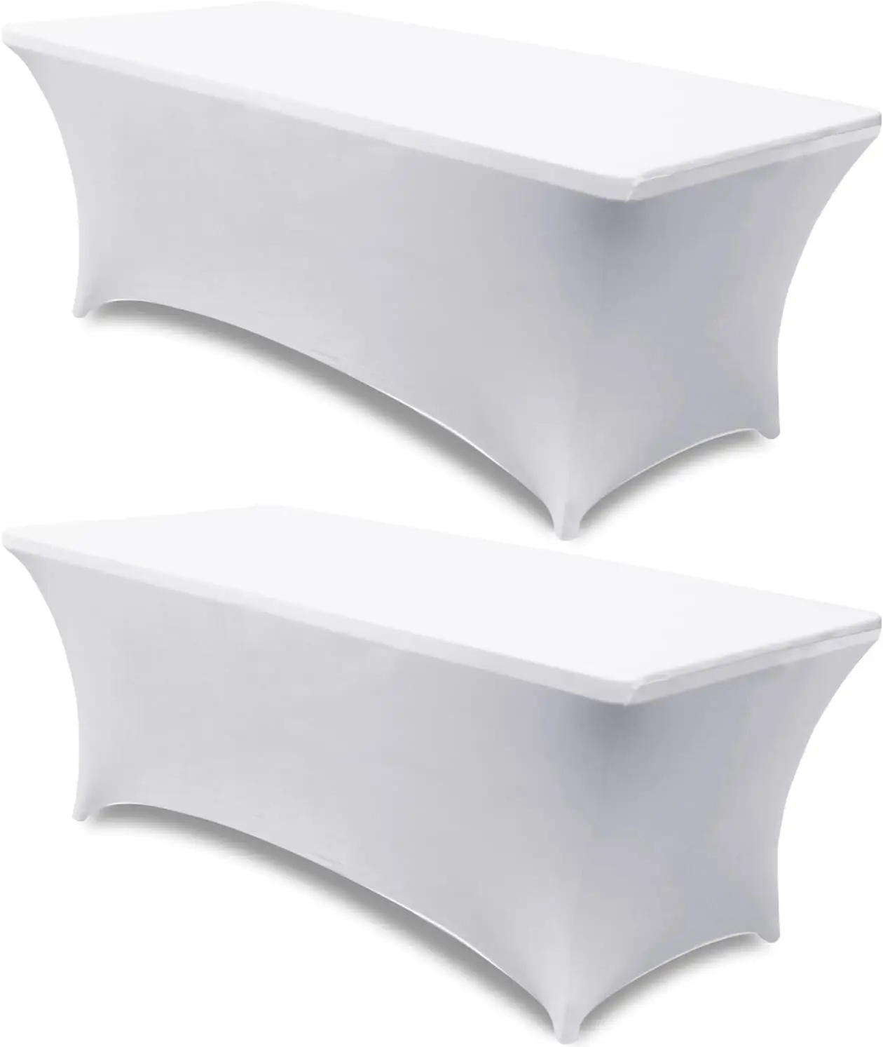 ABCCANOPY 2 Pack 6 ft Spandex Tablecloths Stretch Table Cover Rectangular Table Fitted Polyester Tablecover Table Toppers, White/Navy Blue/Black/Fores