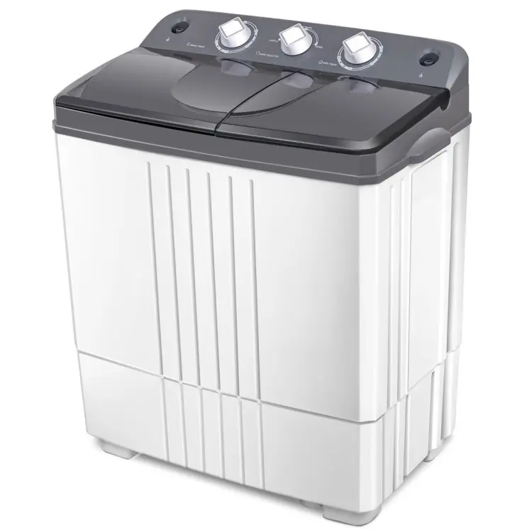 COSTWAY Portable Washing Machine, 20Lbs (12Lbs Washing and 8Lbs Spinning) Twin Tub Washing Machine w/Drain Pump, Semi Automatic Compact Washer & Sipnner, Portable Washer Dryer Combo for Apartments Dorms RV Camping