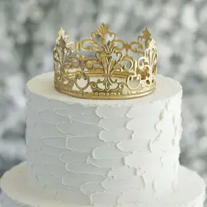 Metal Princess Crown Cake Topper Gold - Exquisite Cake Centerpiece Decor for Quinceañeras Bridal Showers & Fairytale-Themed Events 2"
