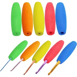 5 count Crochet Hook Grips Set  Crochet Hook Handle Multi-Size  Crochet Hook Handle Attachment - Fits 2mm to 10mm Hooks