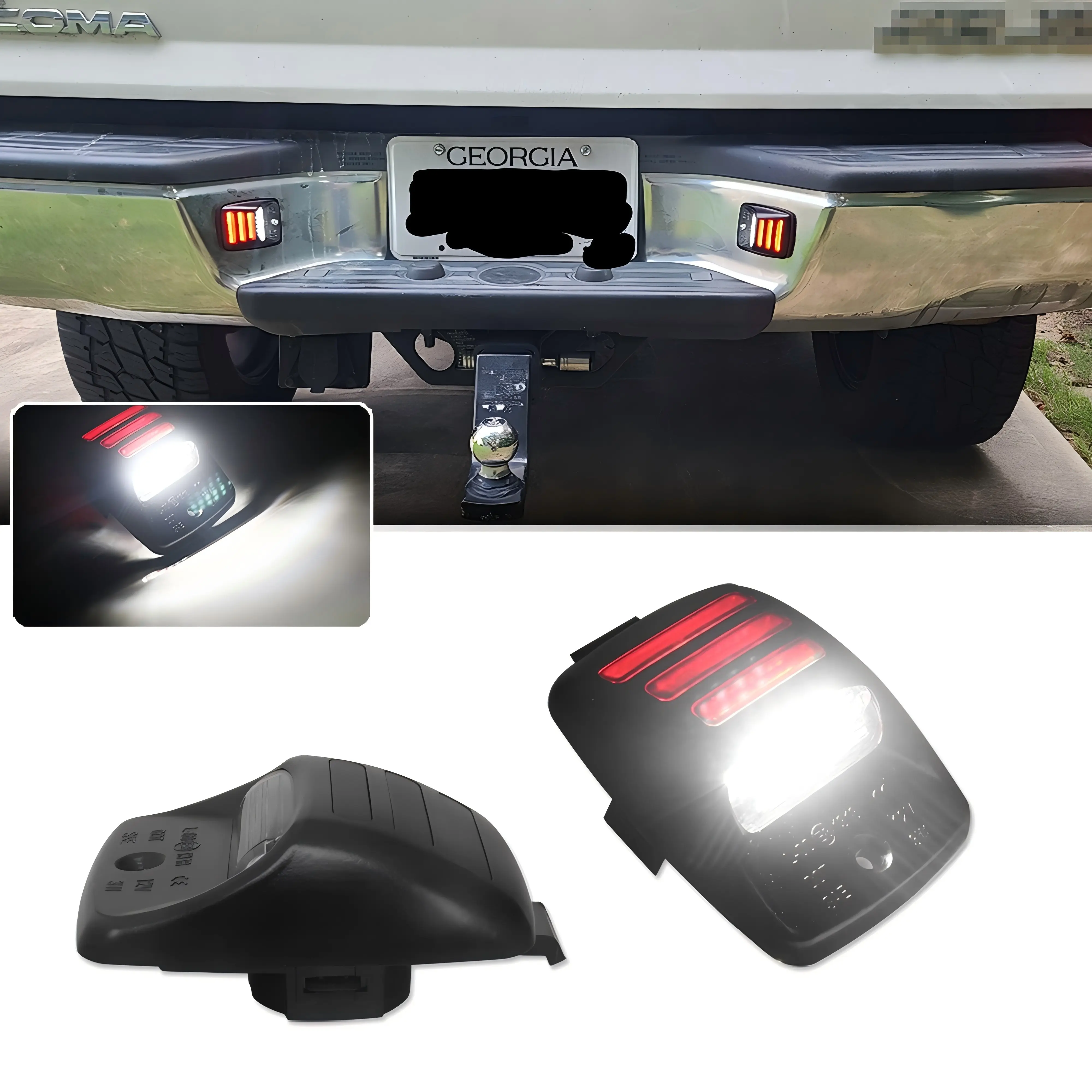 2pcs White/Red Car LED License Number Plate Lights Backlight Lamp For Toyota Tacoma 2005-2015 Tundra 2000-2013 , Replace OEM Part # 81271-0C010 81691-0C010 81690-0C020, 81690-0C021 81690-0C022 TO2870108