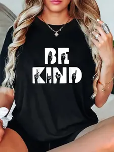 100% Cotton Be Kind ASL Sign Language Deaf Interpreter T-Shirt