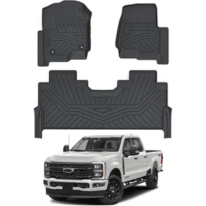 Floor Mats for 2017-2024 2025 2026 Ford F-250/F-350/F450 Super Duty Crew Cab w/Under Seat Storage All Weather Floor Liners Heavy Duty Car Mats Car Accessories