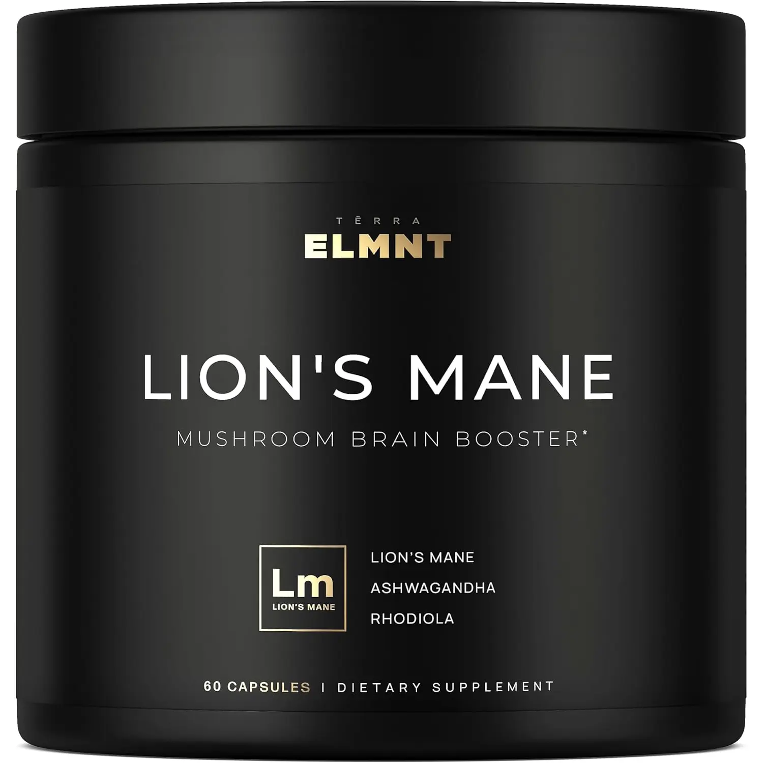 Lions Mane Supplement Capsules with Ashwagandha Rhodiola Brain Memory Focus Support Mushroom Extract 60 Capsules