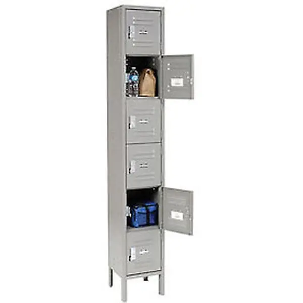 Global Industrial 652056GY 12 x 15 x 12 in. Six Tier Global Locker with 6 Door Ready to Assemble, Gray
