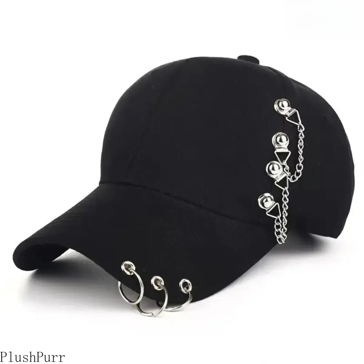 Unisex Solid Color Rivet Detail Adjustable Snapback Baseball Cap - All-Seasons Hip-Hop Hat with Side Rings, Bag Accessory for Women summerwins, Adjustable Streetwear Hat, Men's Hats Snapback tiktokshopbacktoschool