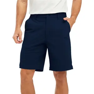 GOPUNE Mens Shorts 9'' Elastic Waist Quick Dry for Flat Front Travel Casual Pants with 5 Pockets for Outdoor Golf Gym Work Shorts