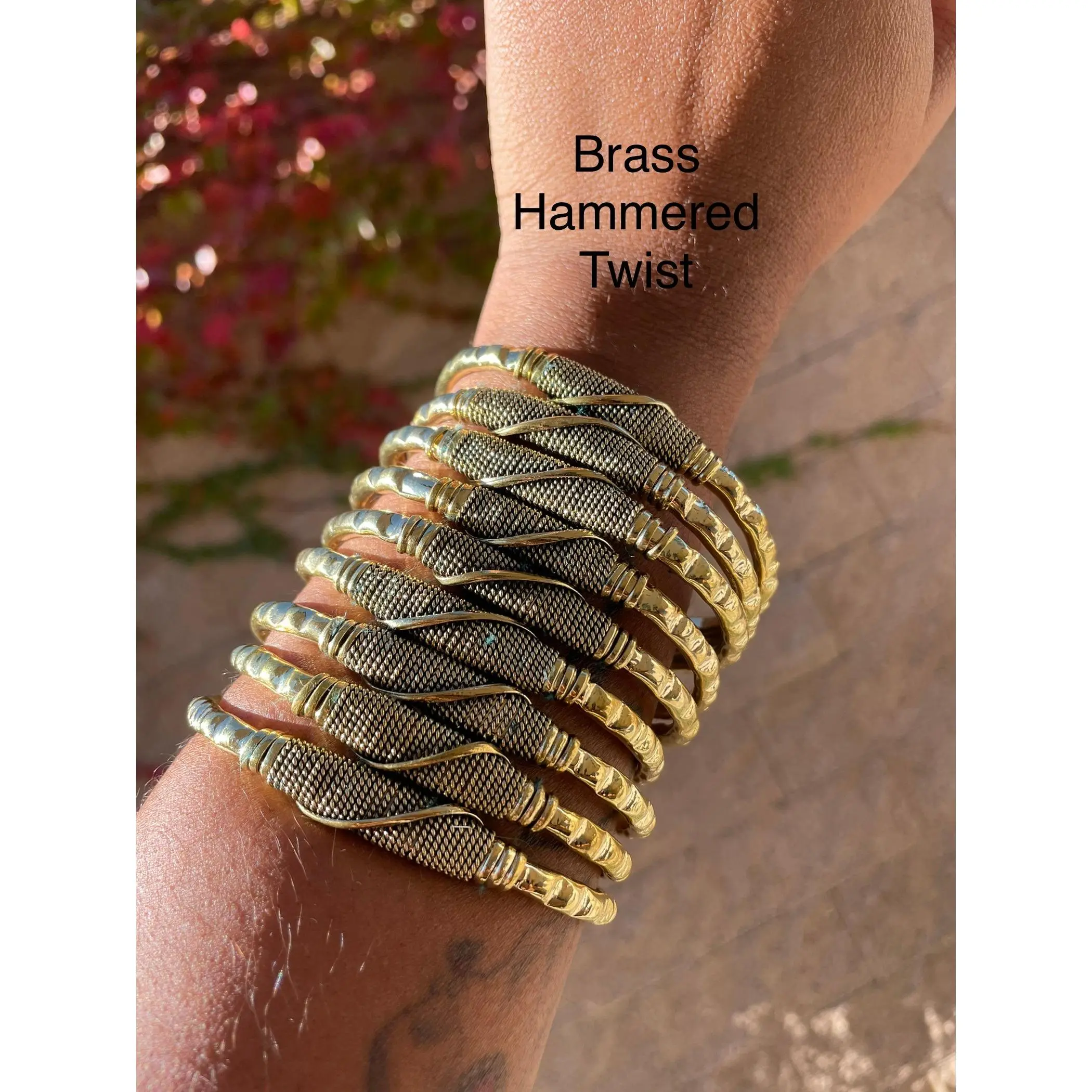 Yaoundé Hammered Brass Bracelet