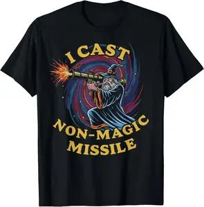 100% Cotton I Cast Non-Magic Missile Funny Wizard Parody Meme T-Shirt