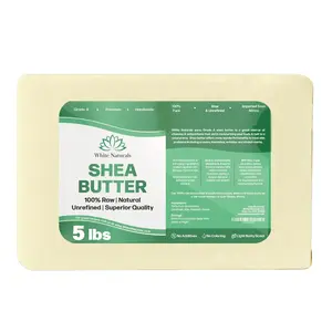 White Naturals Bulk Shea Butter 5lb, Unrefined, African Grade A, Moisturizing Ski, Body Care Moisturize Smooth Skin Care Moisturizer for Hydrating and Skin Repair