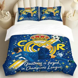 3PCS Duvet Cover Set, 1 Duvet+2 Pillowcases(Without filler), Soccer Stars Night Glory Championship Legend theme, Christmas bedding set, Sports Decor Bedroom Dorm Gift Lounge.
