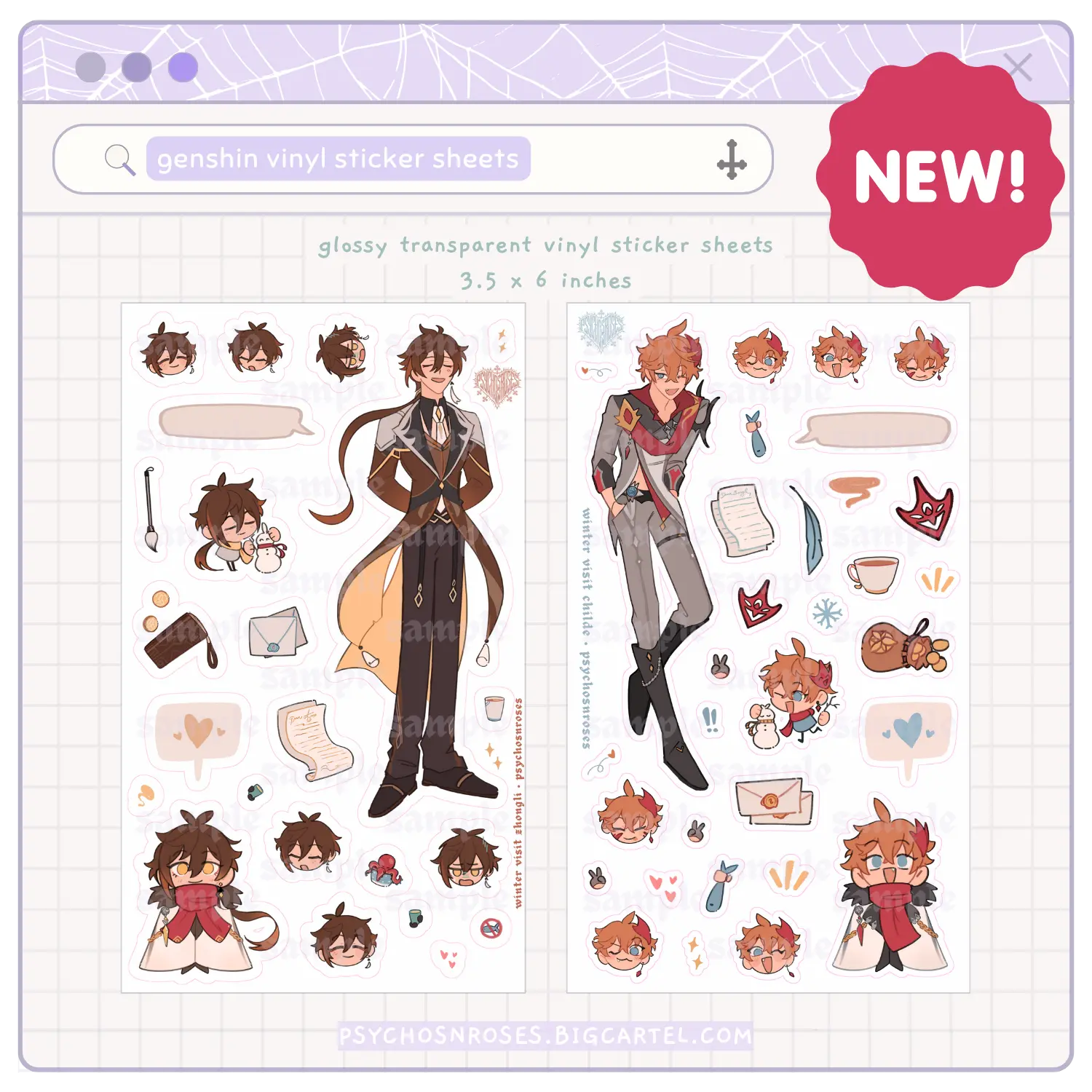 Childe & Zhongli Genshin Impact Clear Deco Sticker Sheets