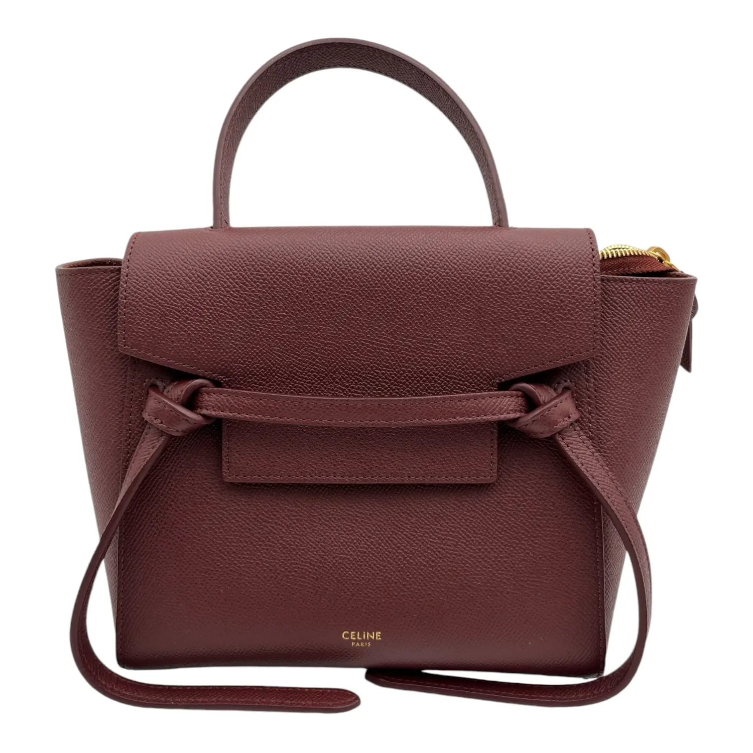 Pre-owned Celine LEATHER Shoulder bags BELT BAG NANO IN BURGUNDY