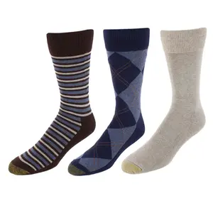 Gold Toe Men's Comfort Cushion Argyle Crew Socks (3 Pairs), Mid Calf Socks