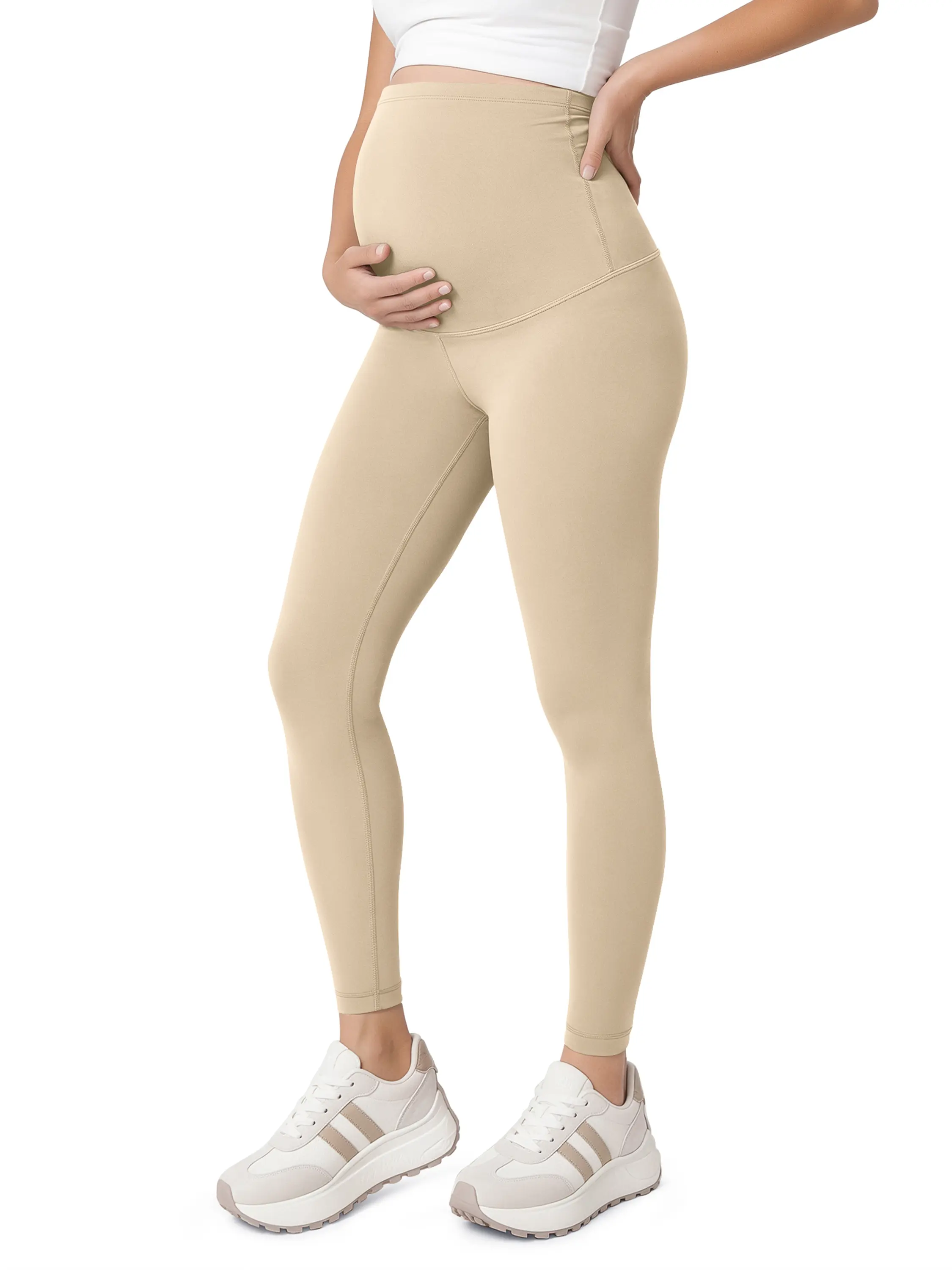 ODODOS Women's Maternity Leggings 25" - Buttery Soft Over The Belly Pregnancy Lounge Yoga Pants