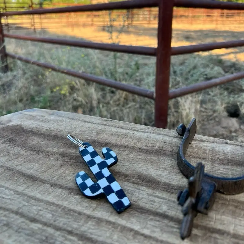 Leather Cactus Keychain