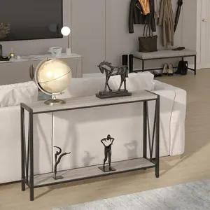 2 Tier Narrow Console Tables, 43.3" Narrow Entryway Table Industrial Sofa Table for Behind Couch, Living Room, Hallway, Foyer, Corridor, Office