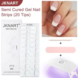 DIY Nail Kit with 20 Soak off Gel Nail Stickers and Portable UV Light, Home Manicure Set for Easy Nail Art and Gel Nails