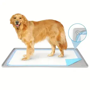 Pets Leak-Proof Dog Training Pad Holder with Non-Slip Base & Raised Edges - Easy to Clean Indoor Potty Training Pad for Large Dogs, Durable Pet Waste Tray for Puppy Pads, Puppy Potty Training, Easyclean Material