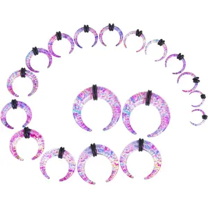 18 count  Septum Pincher Tapers C Shape Buffalo Ear Taper Kit Stretching Expander Rings for Nose Ear Gauges Size 14G 12G 10G 8G 6G 4G 2G 0G 00G