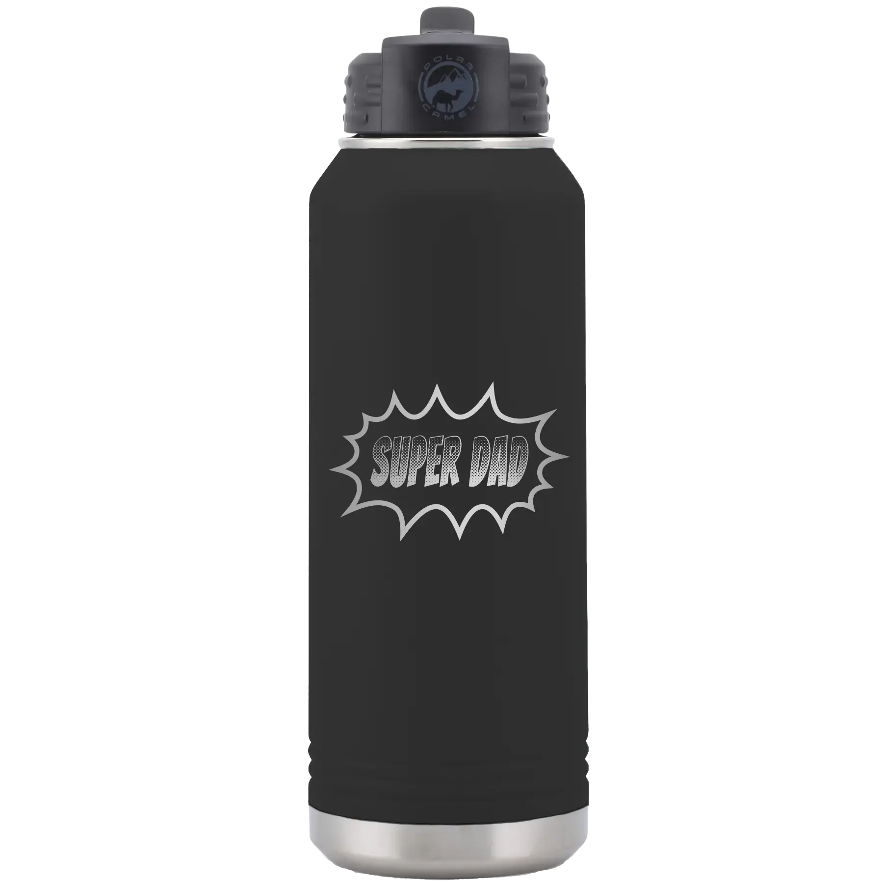 Personalized Super Dad 32 oz Water Bottle - Black