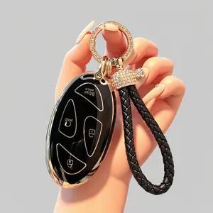 Key Fob Cover for Hyundai 2025 2024 Tucson Elantra Santa Fe Kona Sonata IONIQ, 4 5 7-Button, Tpu,  Black White