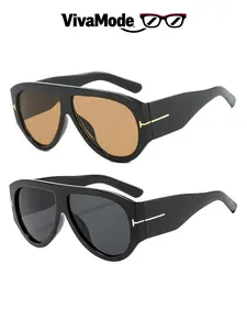 Unisex Retro Oversized Aviator Shades - Trendy Casual Stylish Windproof Punk Sunglasses,,Large Frame Beach Fashion Eyewear Accessory, Trendy Casual Sunglasses