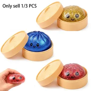 1/3 PCS Glitter Dumpling, Dumpling Squishy, Squeeze Toy, Dumplings Stress Balls Fidget Sensory Balls, Anxiety Squishies, Stress Relief Tools, Squishies Dumpling Toys for Teens & Adults