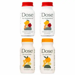 Dose for Cholesterol & Dose for Your Liver Wellness Shot Variety Pack (4 Bottles, 2 fl oz Each) | 2 Cholesterol Support Shots + 2 Liver Support Shots | Cold Pressed Ginger Turmeric Lemon Bundle | Heart Health, Liver Detox