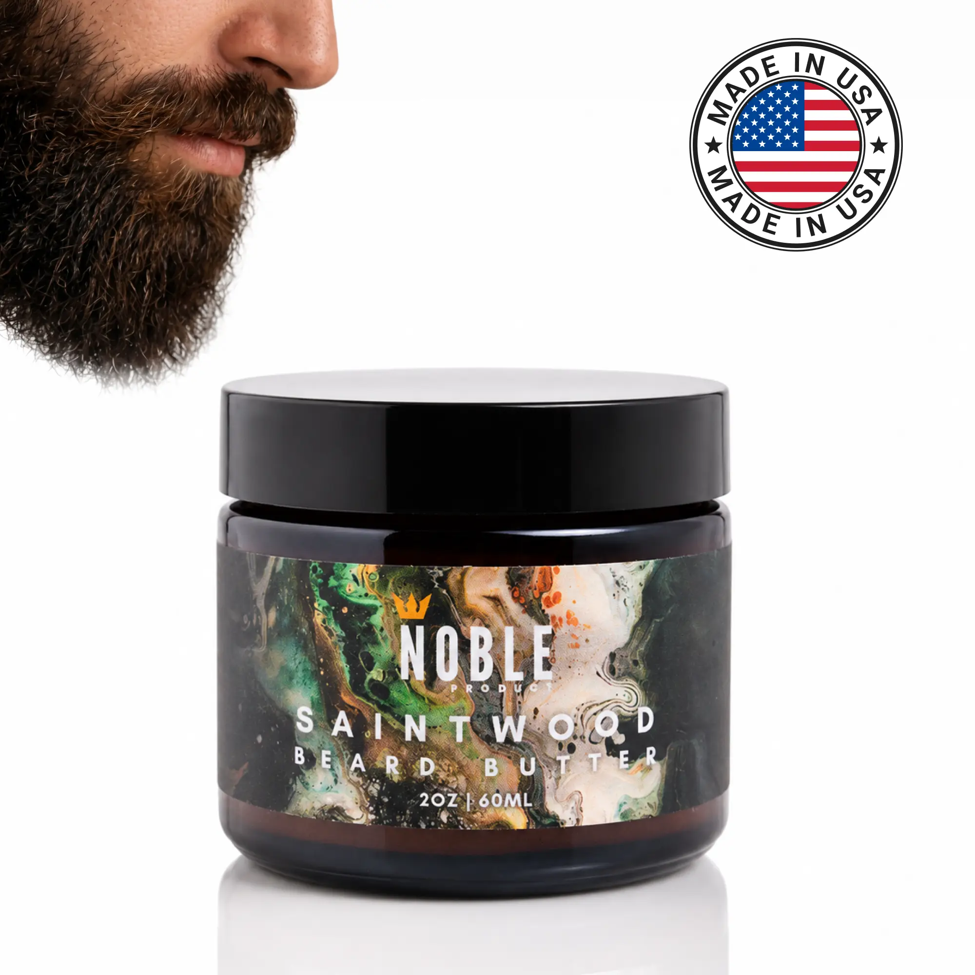 Saintwood Beard Butter for Men - Mens Grooming Haircare | Wax-Free Beard Conditioner, Guaiac Wood, Frankincense & Cedar, 2 oz