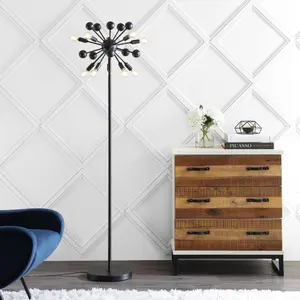 JONATHAN Y Orbit Modern Sputnik Metal LED Floor Lamp; for Living Room, Bedroom, Kitchen, Office