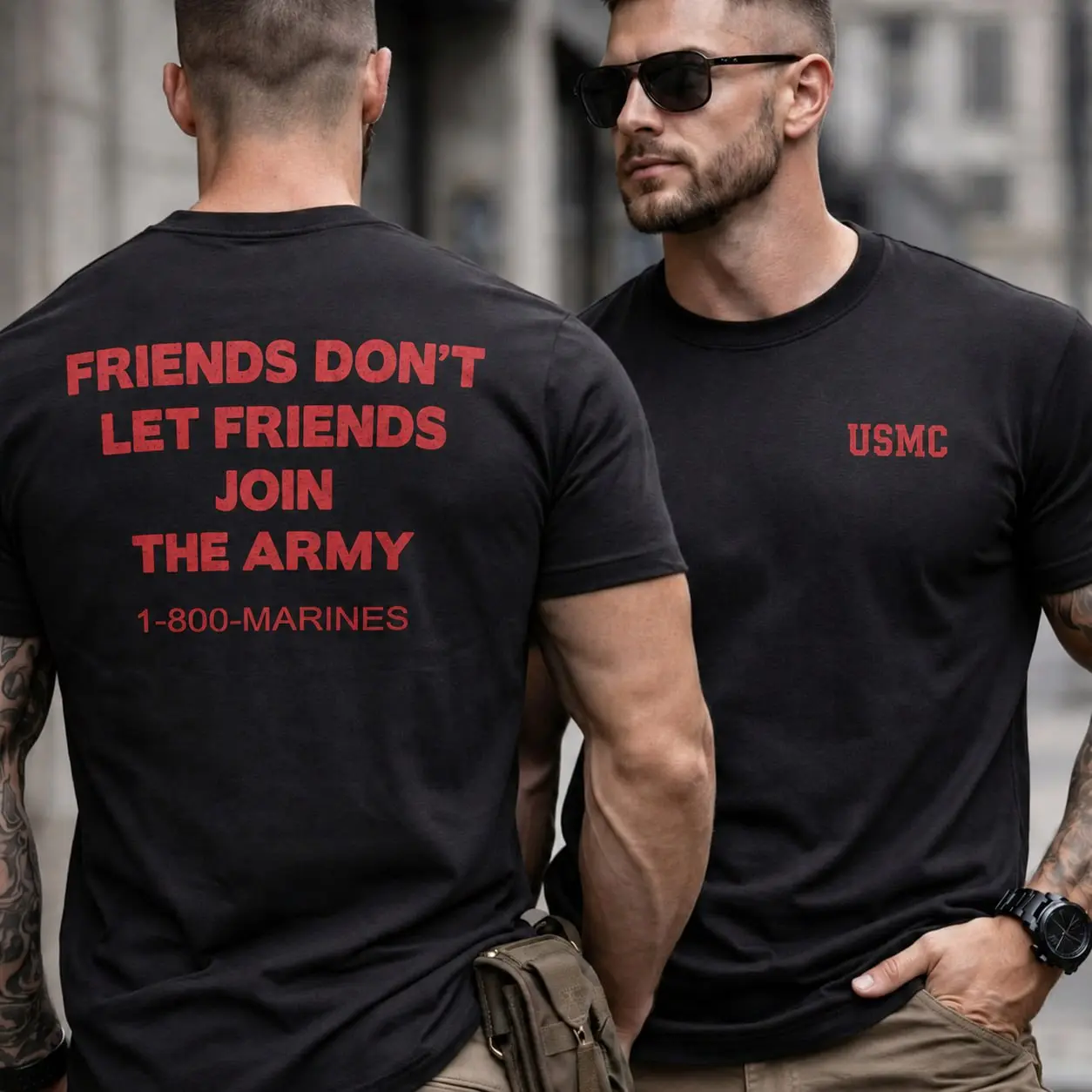 USMC Friends Don’t Let Friends Join the Army Shirt, Marine Corps Funny Graphic Tee, Military Humor T-Shirt, Marine Veteran Gift