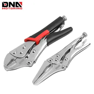 2 Piece 6" & 7" Curved & Straight Jaws Quick Release Locking Plier Wrench Set, Carbon/Alloy Steel