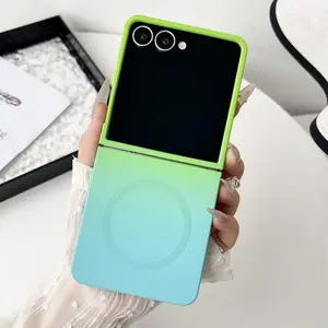 Gradient Liquid Silicone Soft Magnetic Case For Samsung Galaxy Z Flip 7 6 5 4 3 Wireless Charging Shockproof Cover For ZFlip7