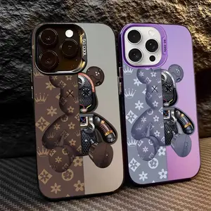 Luxury Printing Machine Bear Phone Case For iPhone 17 Air 16,15,14,13,12,11,Pro,MAX Plus Matte Back Anti Fall Cover
