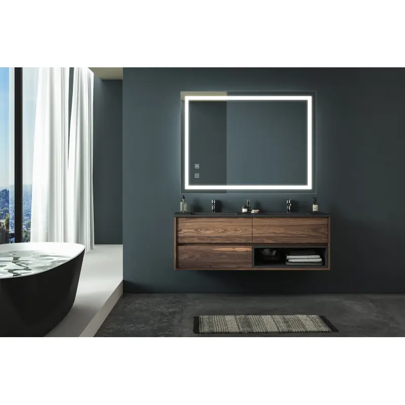 Bellemave 32x24in Modern LED Lighted Wall Mirror - Bathroom Fixtures with Focused Backplane, High Lumen, Dimmable Touch & Wall Switch Control, Anti-Fog, CRI 95, Adjustable 3000K-4500K-6000K Color Temp, IP54 Watersafe, Vertical & Horizontal Mountable